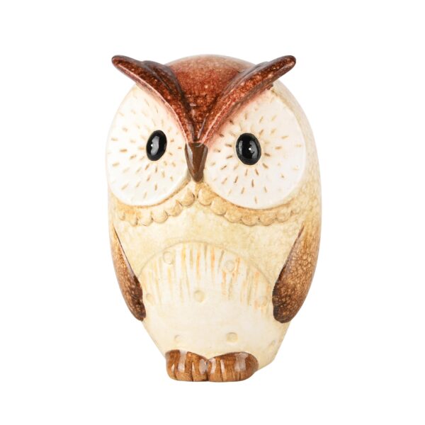 Hibou Beige Marron 12x10x18cm